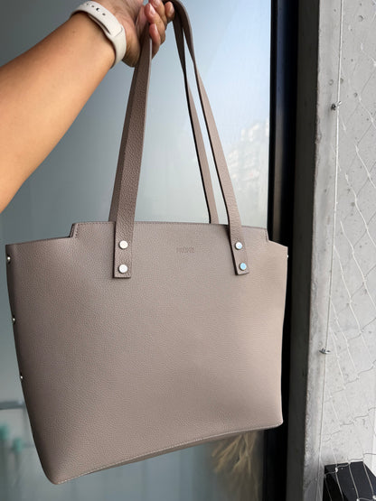 Shopper taupe - cuero legítimo